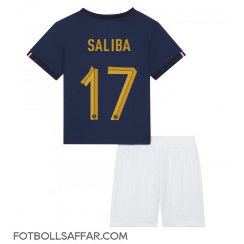 Frankrike William Saliba #17 Hemmadräkt Barn VM 2022 Kortärmad (+ Korta byxor)